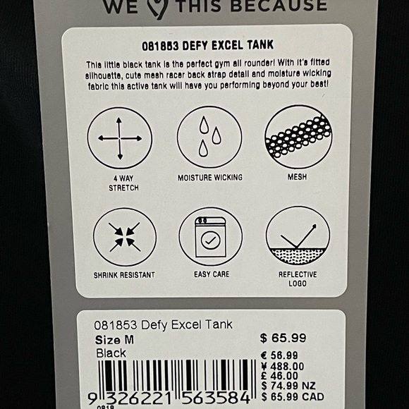 NEW ❤️ Lorna Jane Defy Excel Tank Black & White Size M - Picture 6 of 6